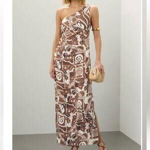mara hoffman striped one shoulder dress Mara Hoffman One-Shoulder Midi Length Dress - Blue Dresses, Clothing - WHX59167